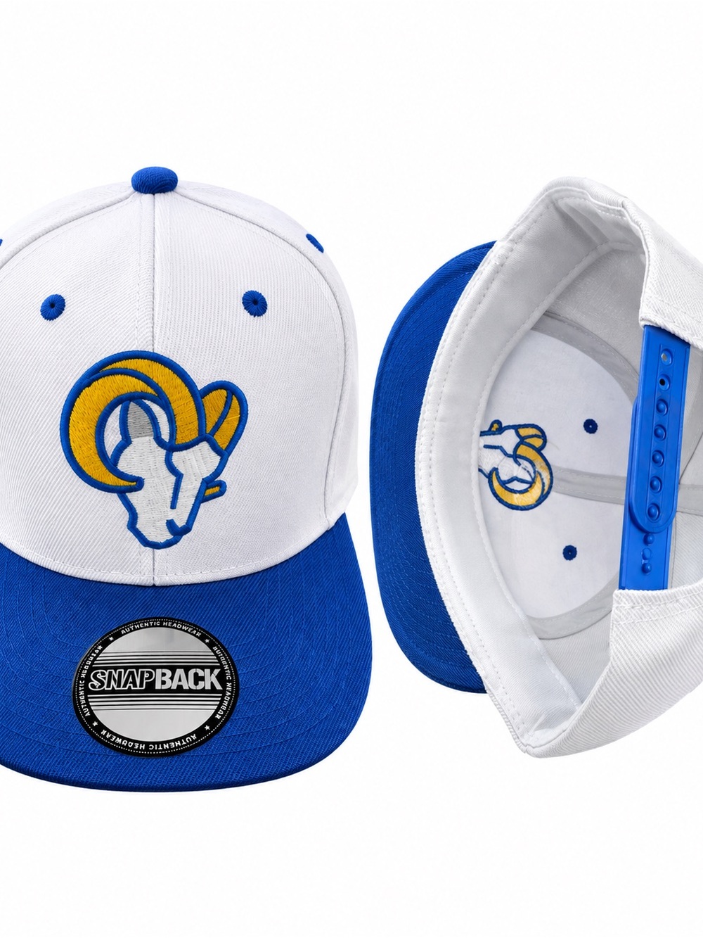 White & Blue Snapback Hat with Ram Logo LA Rams hat New Rams cap